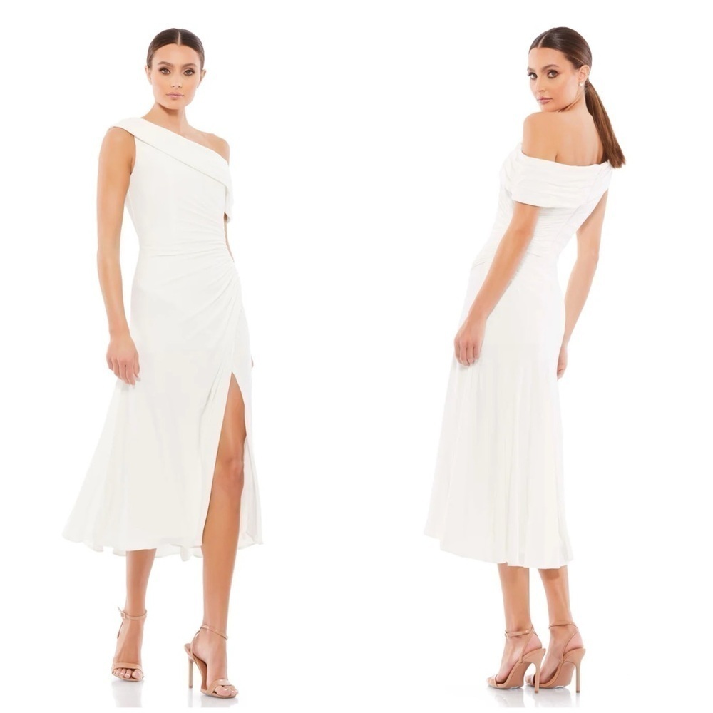 IEENA FOR MAC DUGGAL Ruched Off The Shoulder Midi Dress